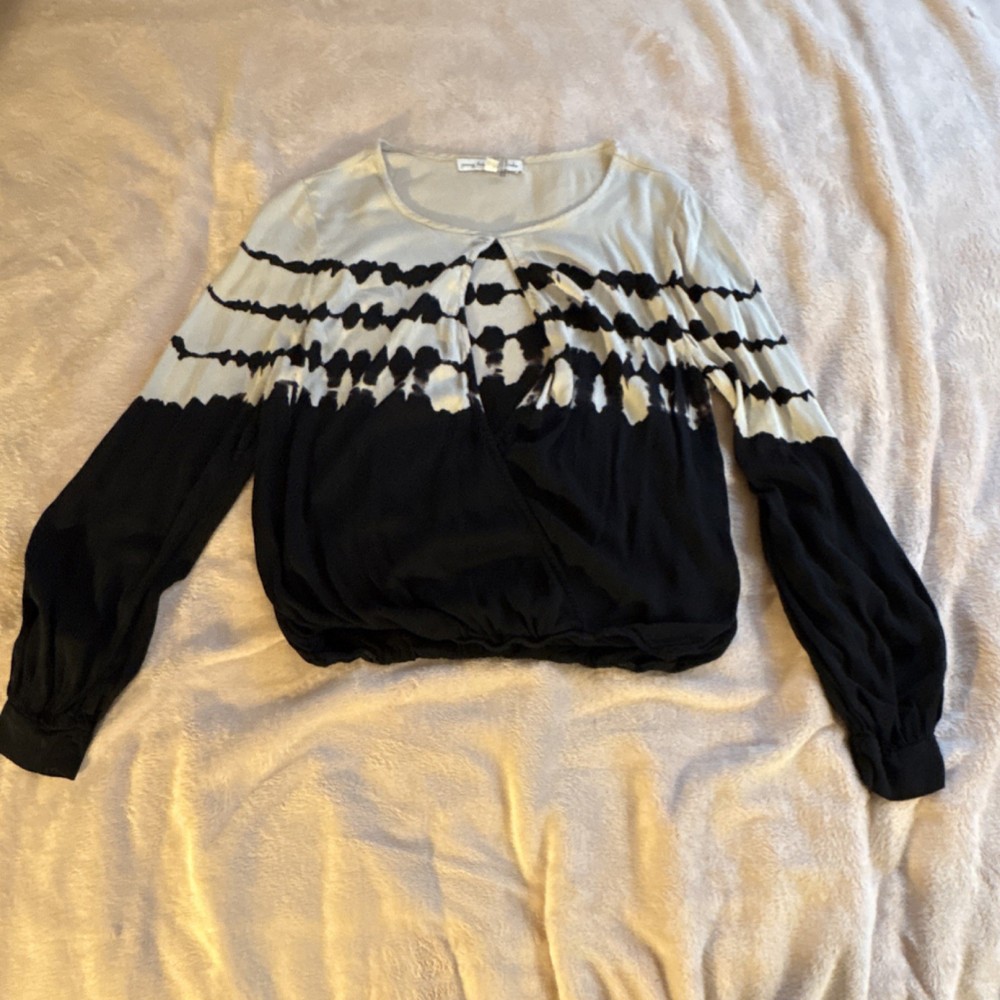 young fabulous & broke Black White Tie-Dye Blouse Long Sleeve Women’s XS