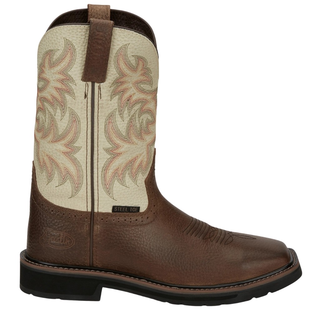 Justin Driller 11 Inch Steel Toe Work Boots Mens Brown Electrical Hazard Safe