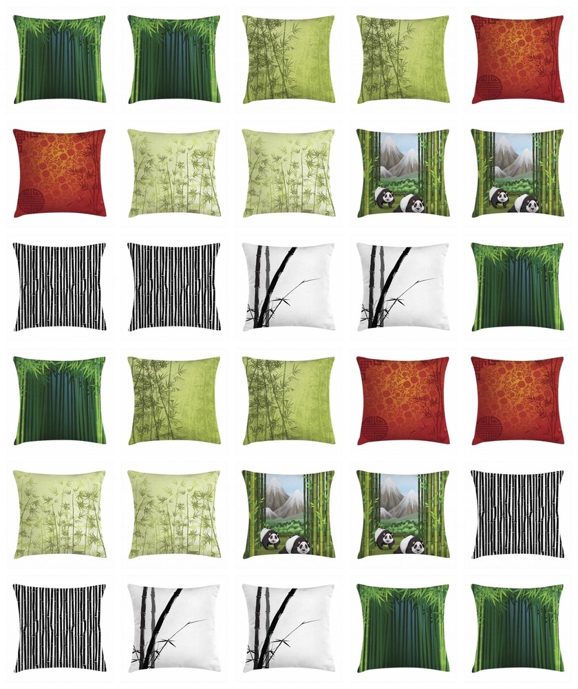 Bamboo Throw Pillow Covers by Ambesonne in 8 Sizes for Home Decor