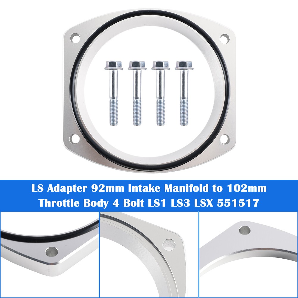 92mm to 102mm LS Adapter for Intake Manifold & Throttle Body - Fits LS1 LS3 LSX 4-Bolt