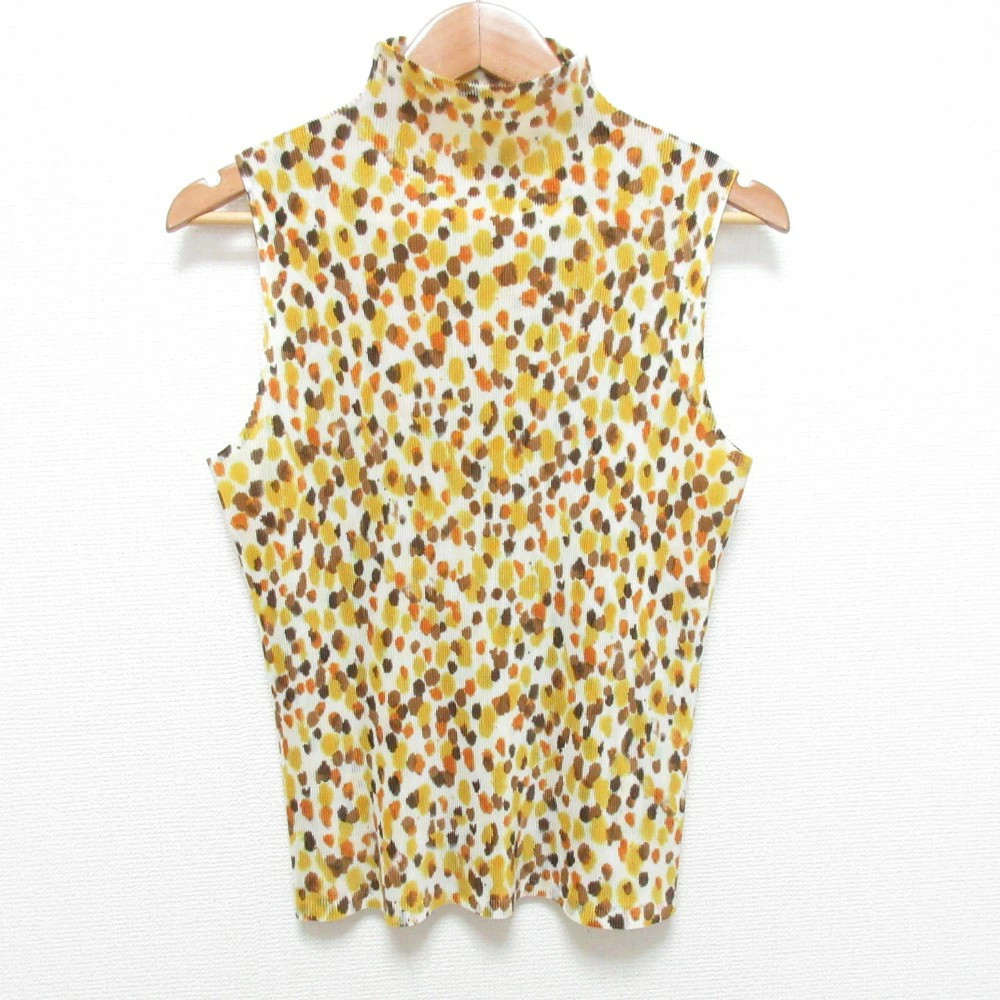PLEATS PLEASE Issey Miyake High Neck Sleeveless Top Yellow Size 3 Used
