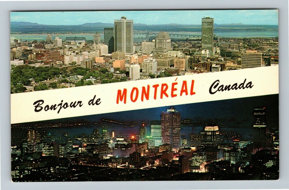 Montreal QC-Quebec Canada, Banner Greetings Vintage Souvenir Postcard