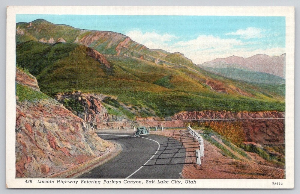 Lincoln Highway Parleys Canyon Salt Lake City Utah Vintage Linen Postcard