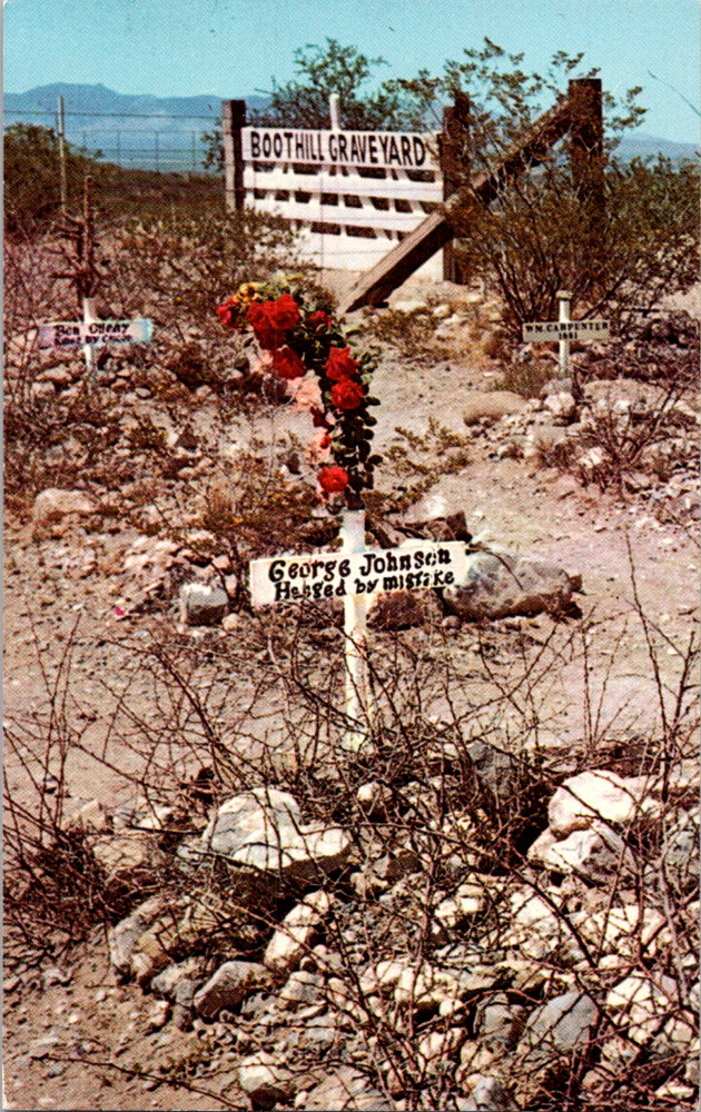 Vintage Postcard Tombstone Arizona George Johnson Grave Boothill Cemetery