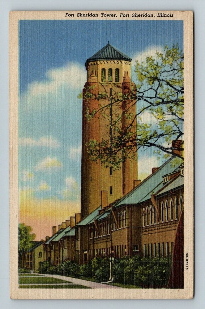 Fort Sheridan IL-Illinois Fort Sheridan Tower  Vintage Souvenir Postcard