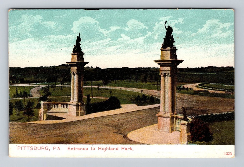 Pittsburgh PA-Pennsylvania, Entrance to Highland Park, Vintage Postcard