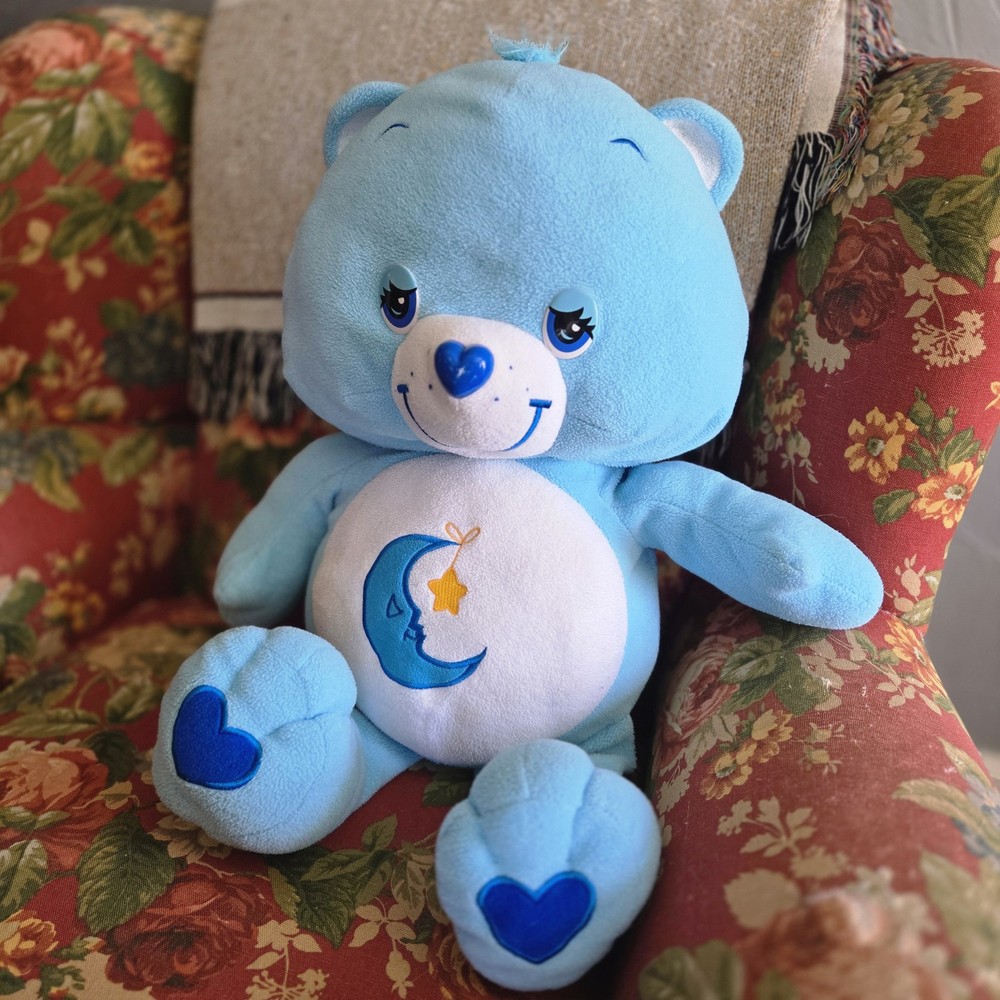 Vintage 2003 Care Bears Jumbo 25 Bedtime Bear Plush Blue with Stars