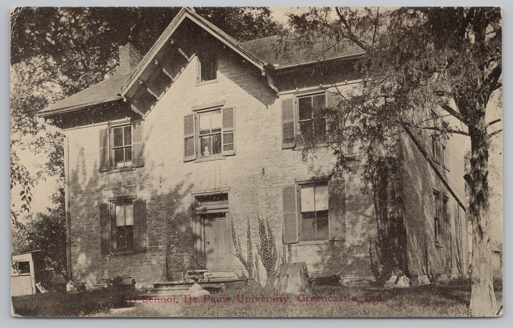 Front View~Art School @ De Pauw University~Greencastle Indiana~Vintage Postcard