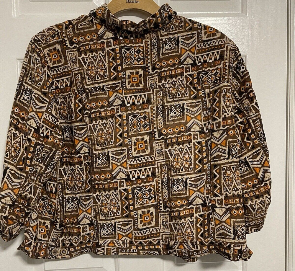 RUBY RD. Women's Size 24W Brown Aztec Jacket With Jeweled Neckline 3/4 Sleeves