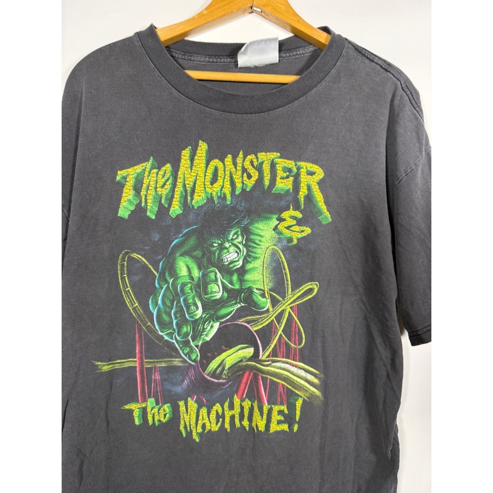 Vintage Universal Studios Incredible Hulk Coaster Shirt Mens XL Faded Black Tee