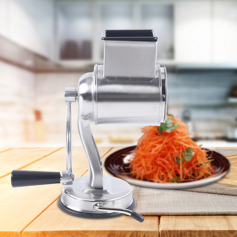 Manual Rotary Cheese Grater Vegetable Slicer Grinder Nuts Mill Shredder +5 Drums