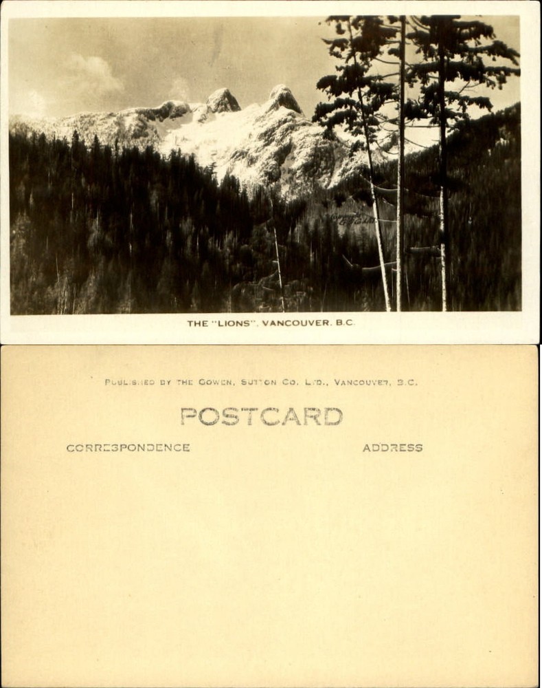 The Lions Mountains Vancouver British Columbia Canada RPPC Gowen Sutton
