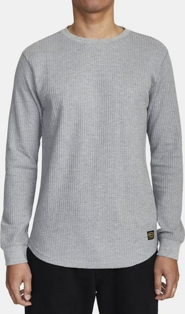 RVCA Day Shift Thermal Long Sleeves Men's T Shirt Grey  Cotton/Polyes   M
