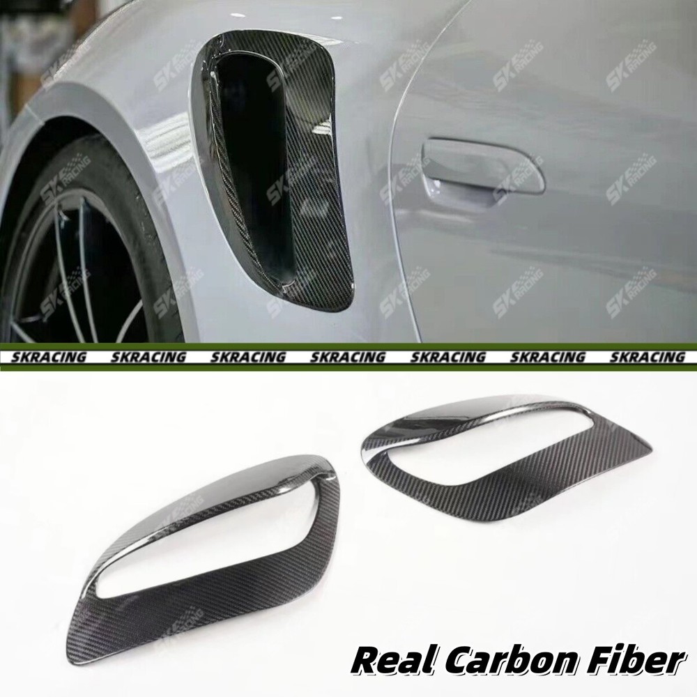 For Porsche 911 992 Turbo S 21-24 Real Carbon Fiber Side Fender Vent Cover Trims