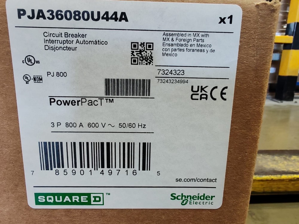 Square D PJA36080U44A, 800A, 600V, 3P, W/ 6.0A LSIG Trip, Circuit Breaker-NEW-B