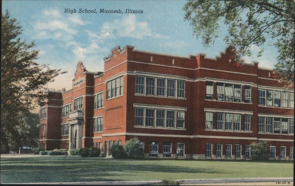 Macomb, Illinois IL High School Teich Original Vintage Postcard