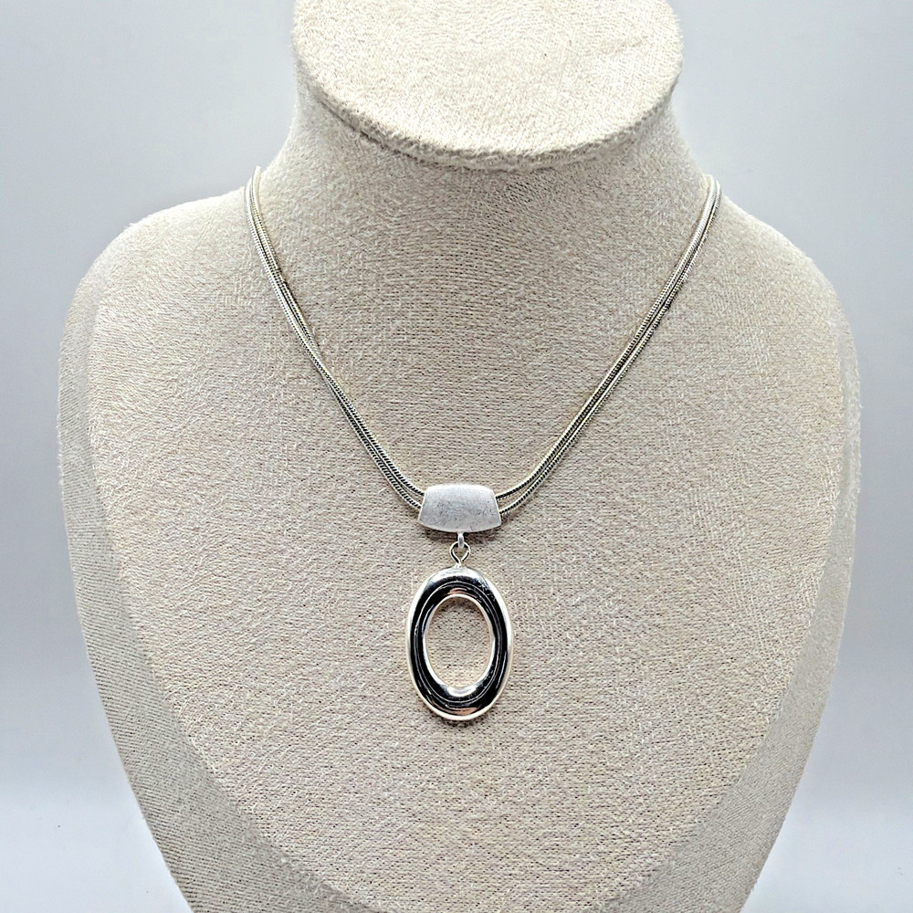 Trifari Silver Tone Chain Pendant Necklace