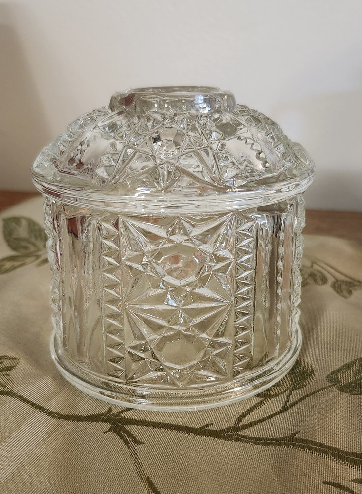 Fairy Lamp Vintage Indiana Glass Stars and Bars Pattern TOP ONLY MCM Clear Glass