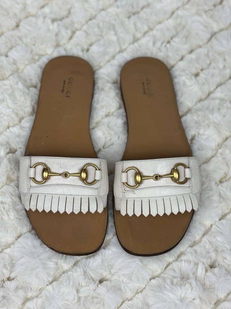 Gucci Varadero Horsebit Leather Slide Sandals in Size 39