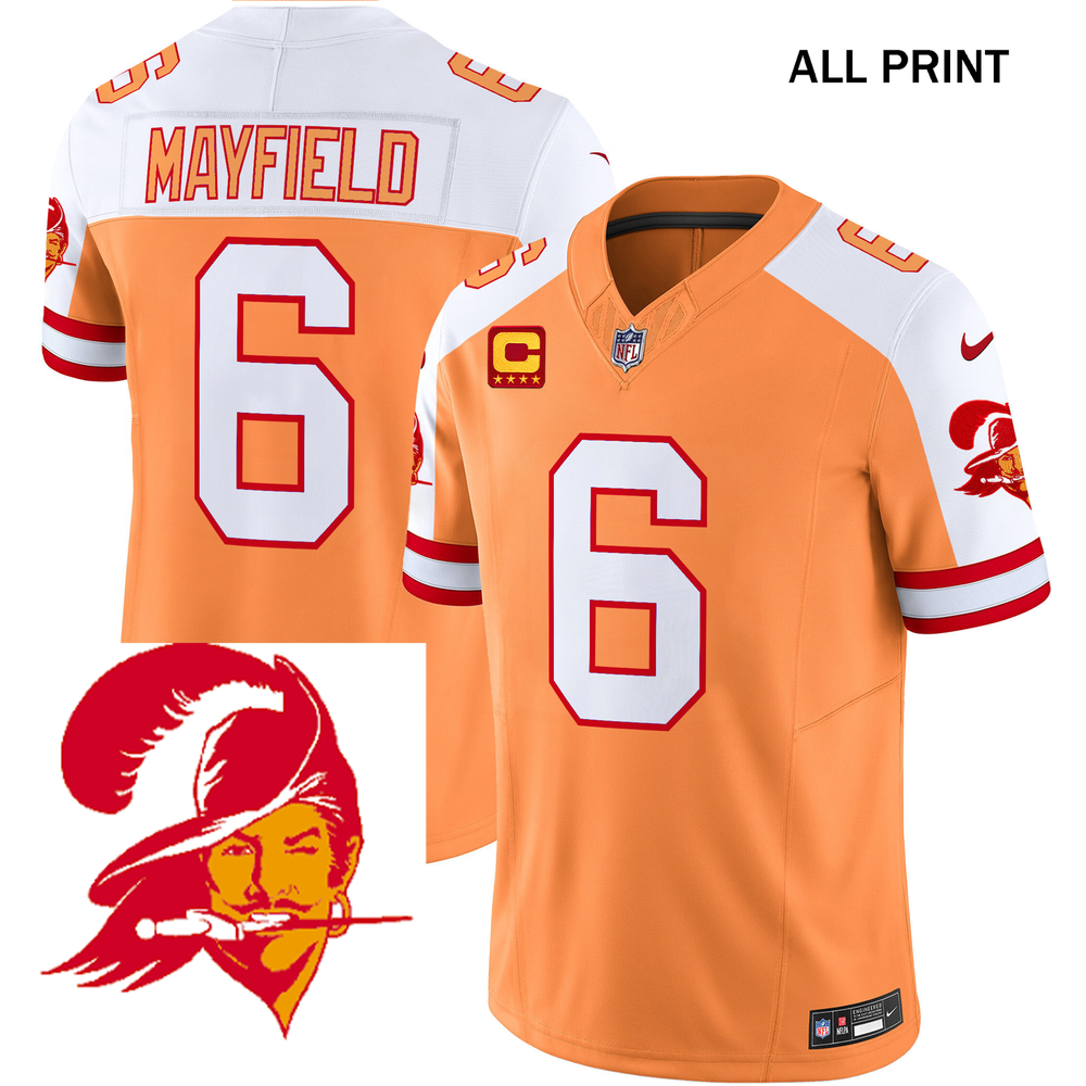 Tampax Bay Buccaneers Throwback Baker Mayfield #6 Football Jersey - All Print Options