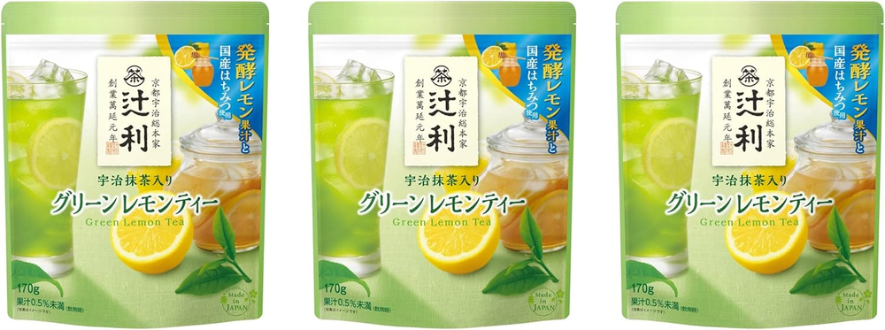 SET 3 PACKS Tsujiri Green Lemon Tea with Uji Matcha 170g Made In Japan New