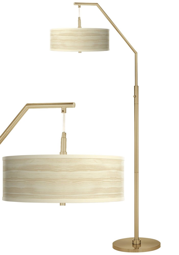 Birch Blonde Giclee Warm Gold Arc Floor Lamp