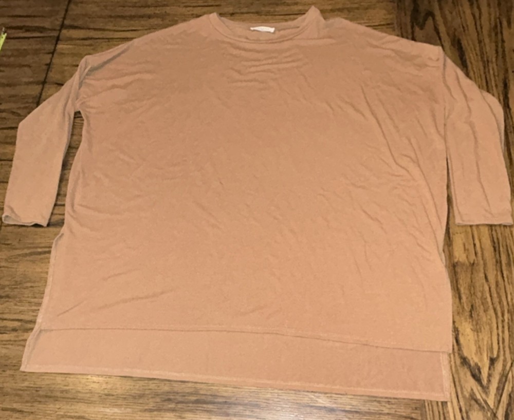 Zenana Brown Knit 3/4 Sleeve Round Neck Women's Top Size XL