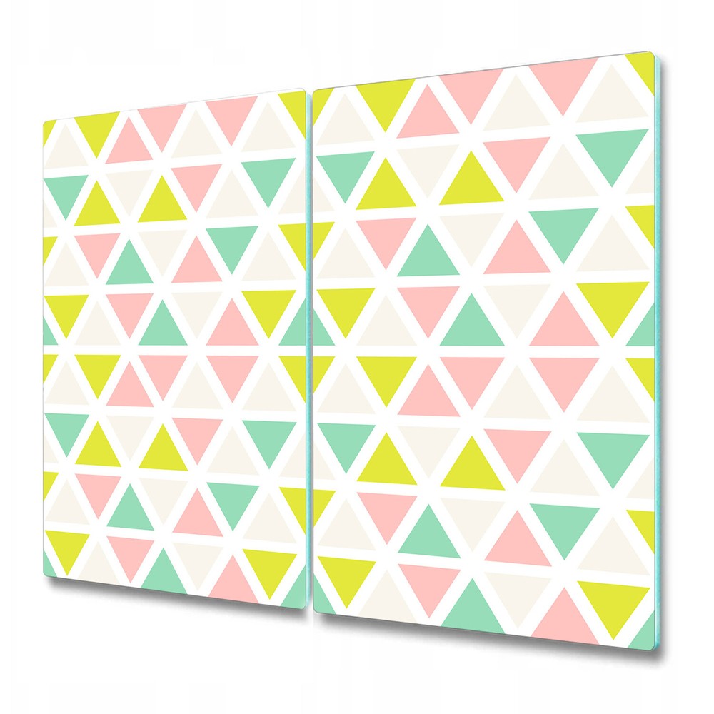 Glass Kitchen Chopping Board Worktop Saver Colourful triangles yellow 2x30x52