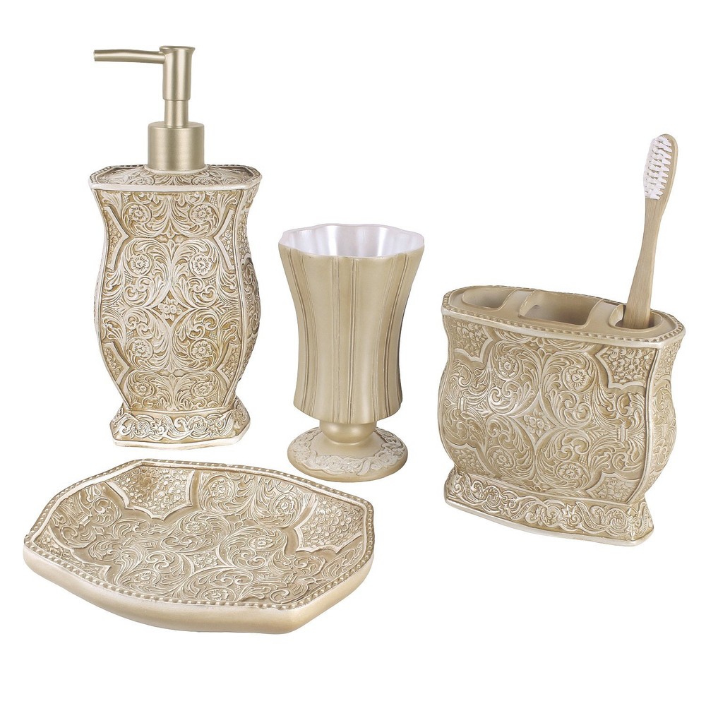 Victoria Beige Bathroom Accessories Set - Decorative Bathroom Accessory Set -...