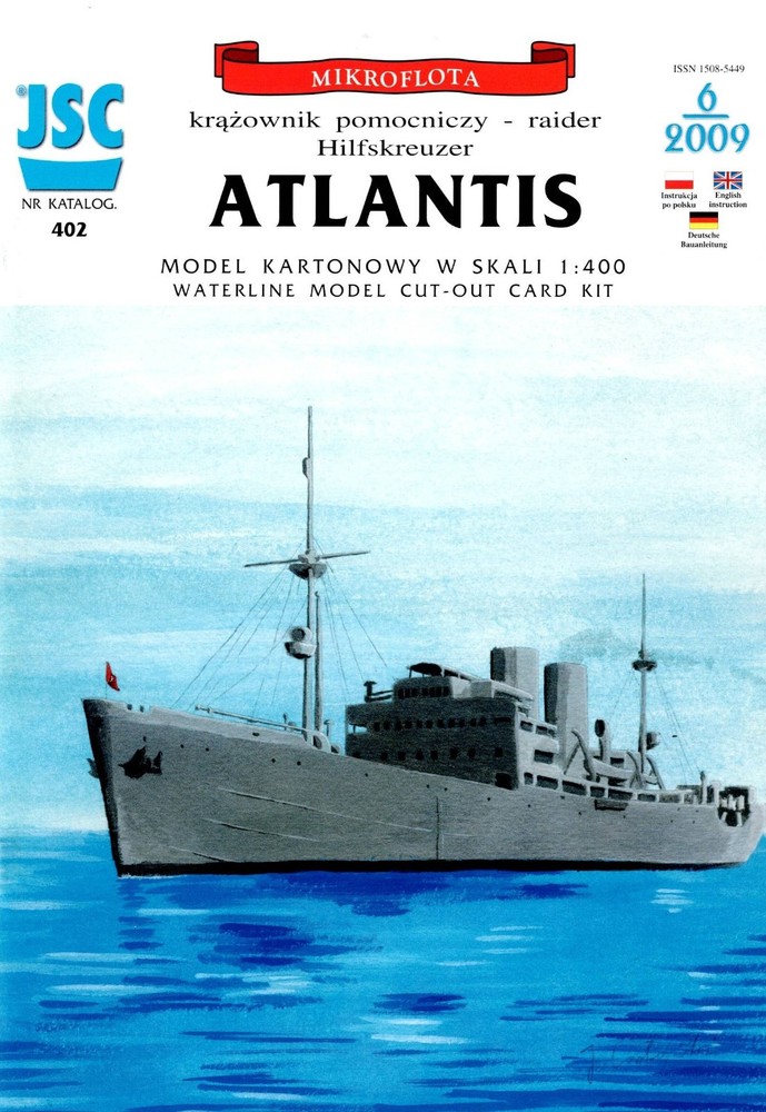 Atlantis German WW II Auxilliary Cruiser Paper Model JSC 1: 400 Scale