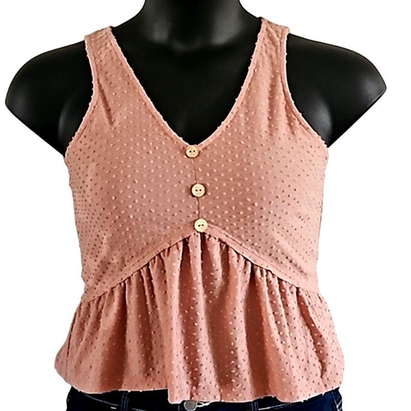 Pink Baby Doll Peplum Tank Top for Women Size XS NWOT Paper Crane