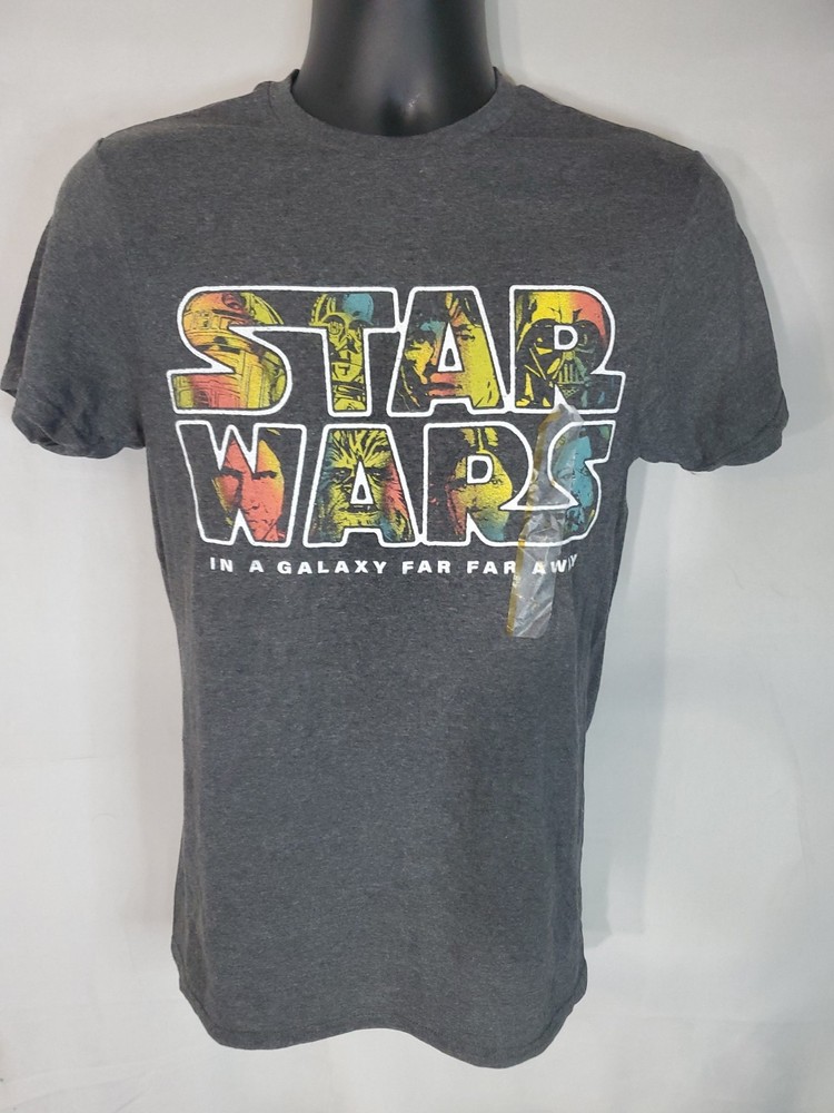 STAR WARS T-shirt Men's Size Small Galaxy Far Far Away Charcoal Gray