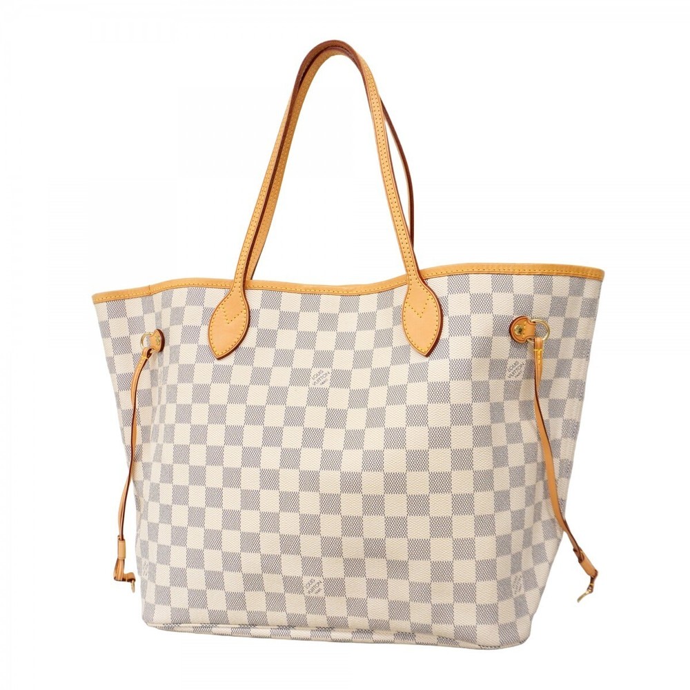 Louis Vuitton Damier Azur Neverfull MM Tote Bag N51107 White 792131