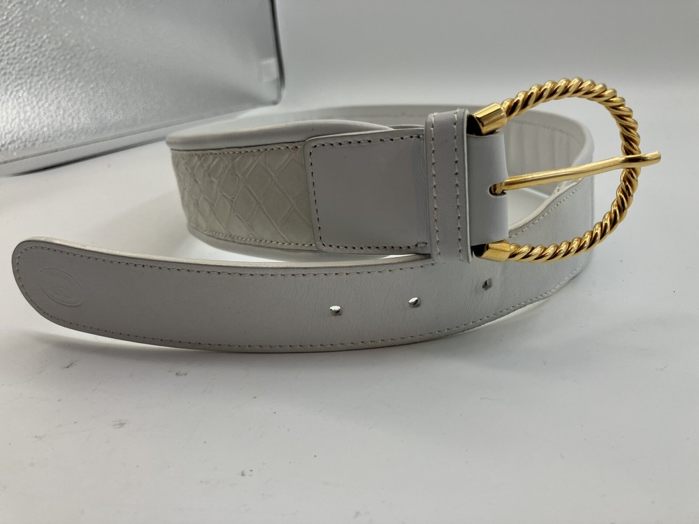 GUCCI Old Gucci Belt Length 94cm(37.01 inch) Width 4.6cm(1.81 inch) White & ...
