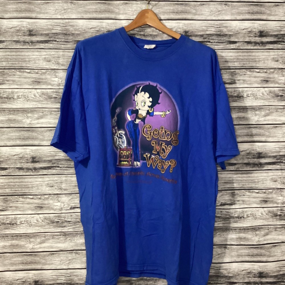 Vintage Betty Boop Shirt Mens XL Blue College Wear USA America Graphic Tee 90s