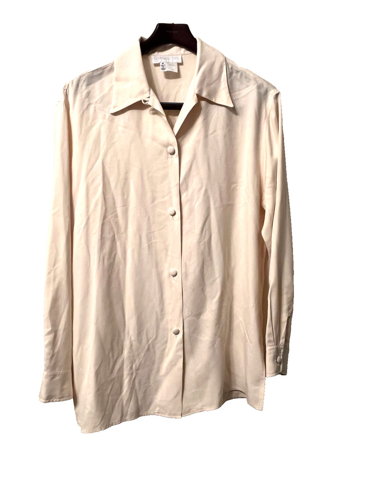 Vintage Gorsuch Ltd. Ivory 100% Silk Button Blouse Shirt Top Women's Size Medium