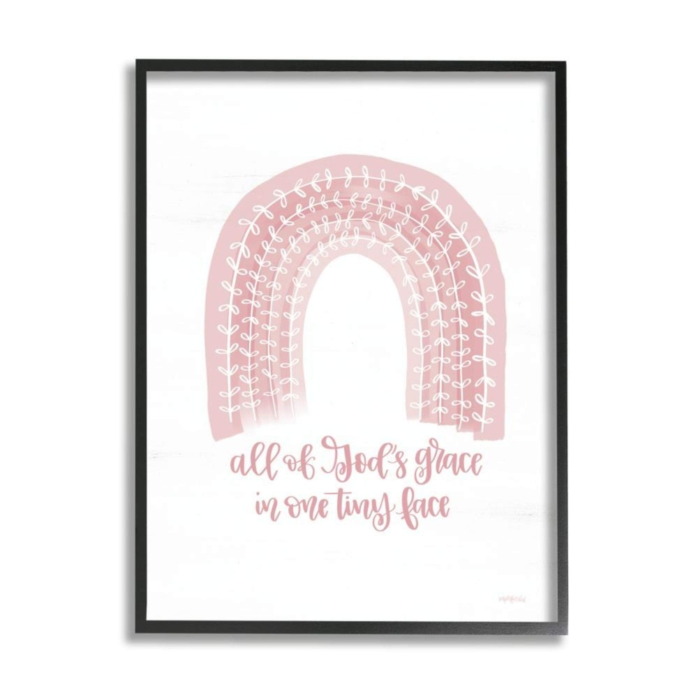 God's Grace in Face Phrase Pink Rainbow Imperfect Dust Black Framed Wall Art,...