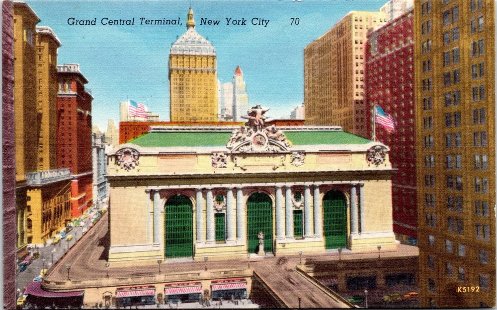 Grand Central Terminal, New York City - Linen Postcard - Railroad Station