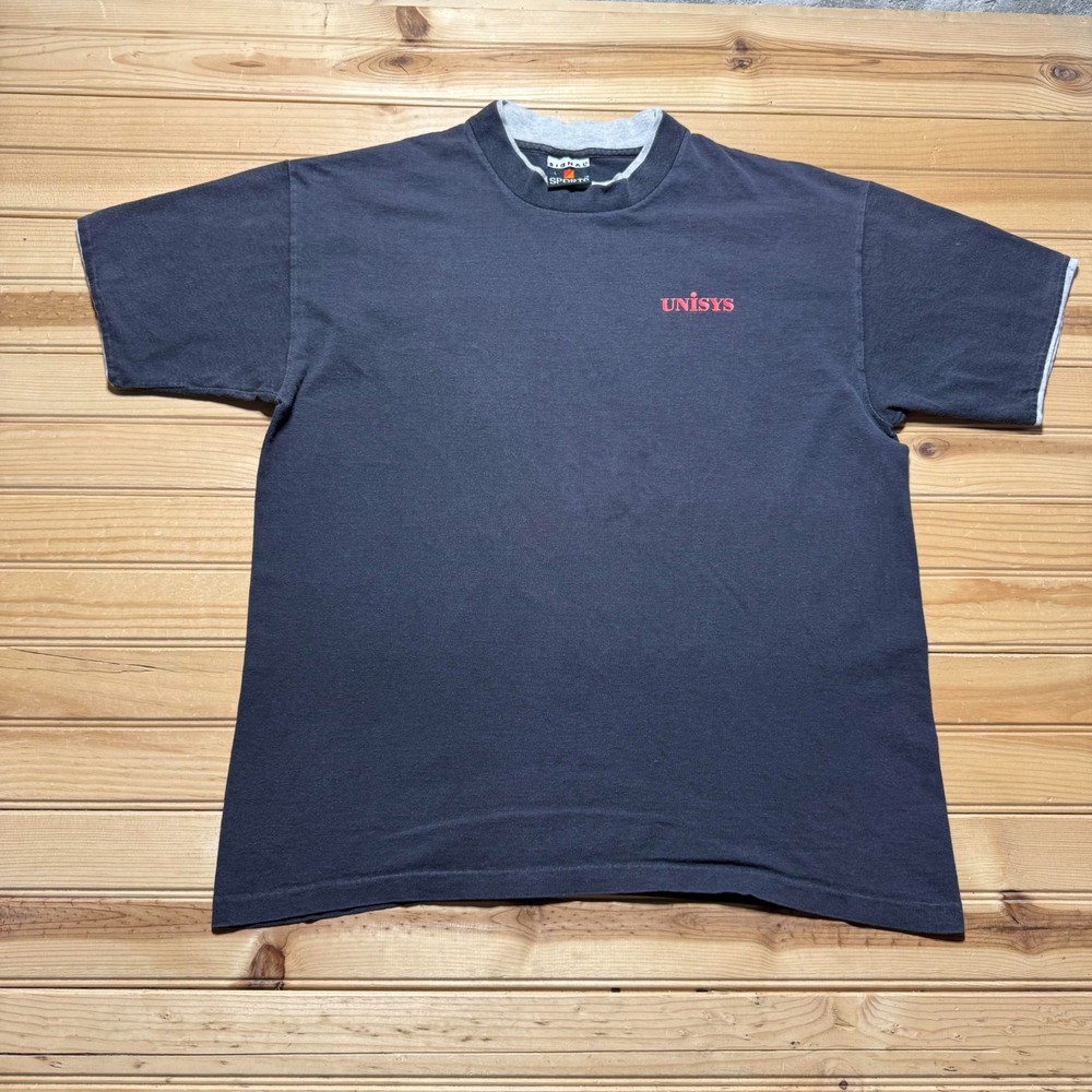 Vintage 80s 90s Unisys Blank Corporate Computer Tech Promo Shirt - Size Large