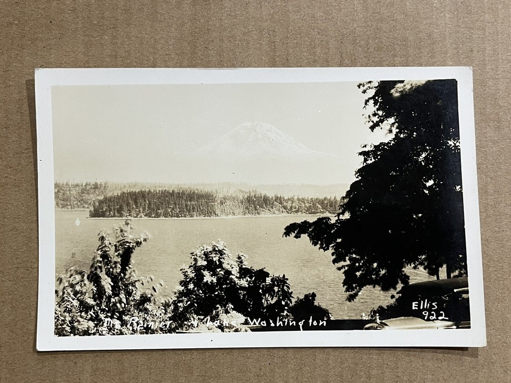 Postcard RPPC Mt Rainer Lake Washington Vintage Ellis Real Photo WA PC