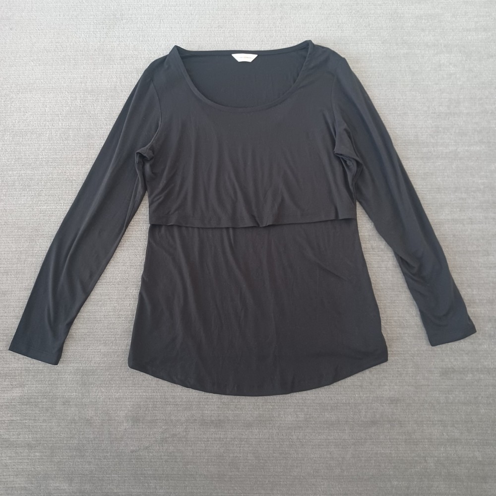 Kindred Bravely Womens Large Black Long Sleeve Nursing Top Breastfeeding Stretch