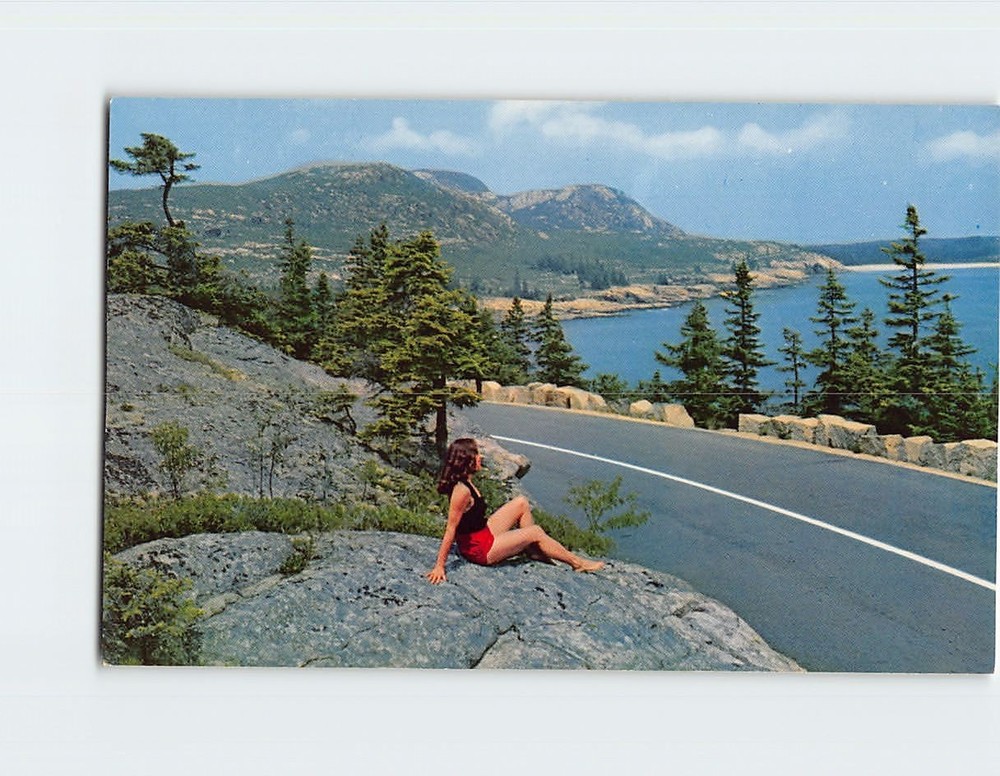 Postcard Ocean Drive From Otter Cliff Mt. Desert Island Bar Harbor Maine USA
