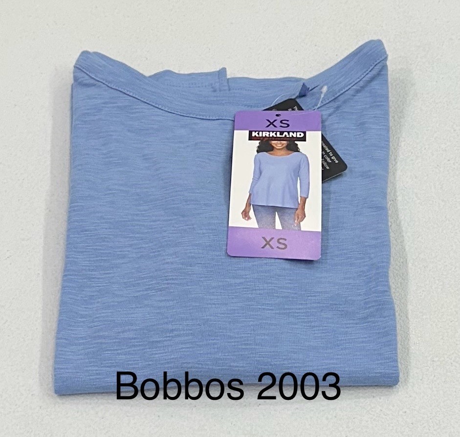 Kirkland Signature Women's 3/4 Sleeve Boatneck Slub Tee, Blue, Size XS