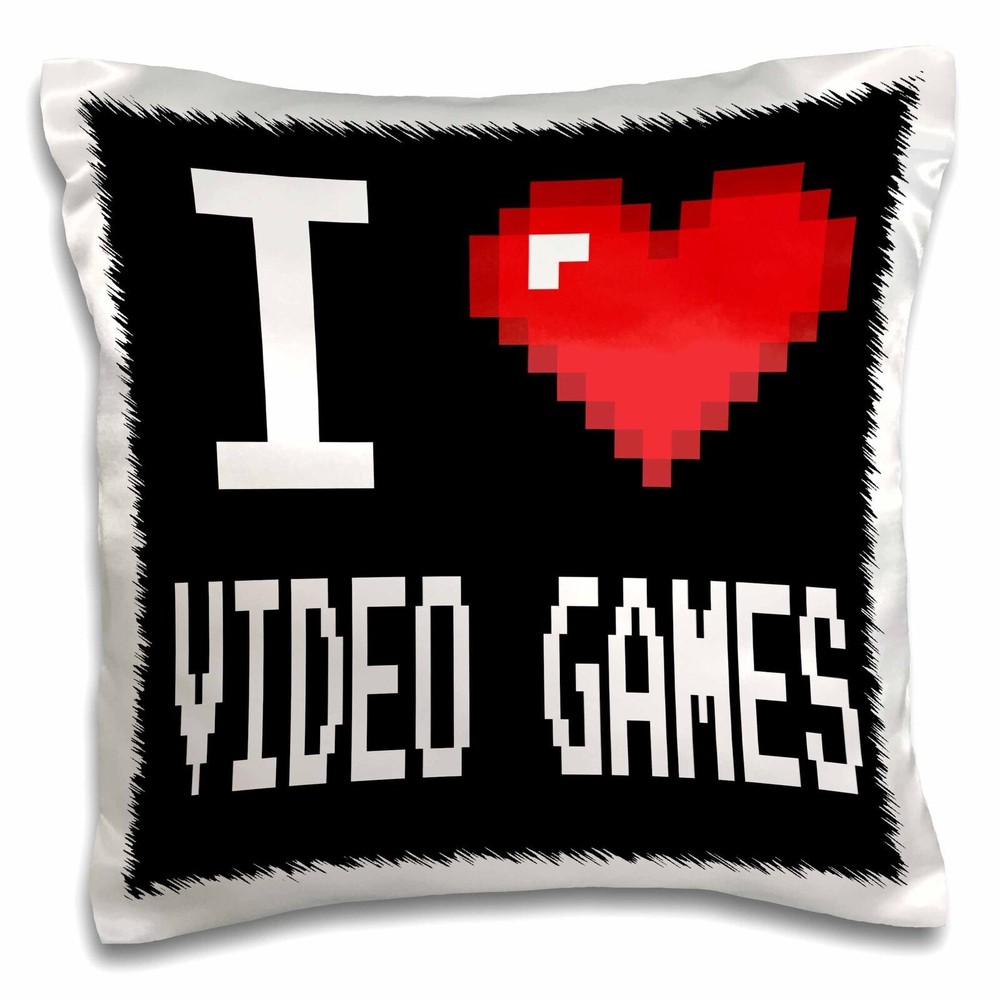 3dRose Geeky Old School Pixelated Pixels 8-Bit I Heart I Love Video Games 16x16