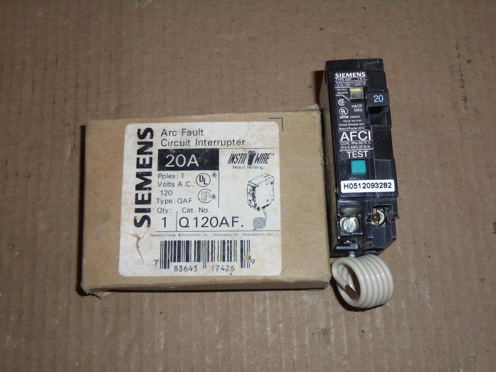 NEW SIEMENS QAF 1 POLE 20 amp Q120AF ARC FAULT CIRCUIT BREAKER AFCI 