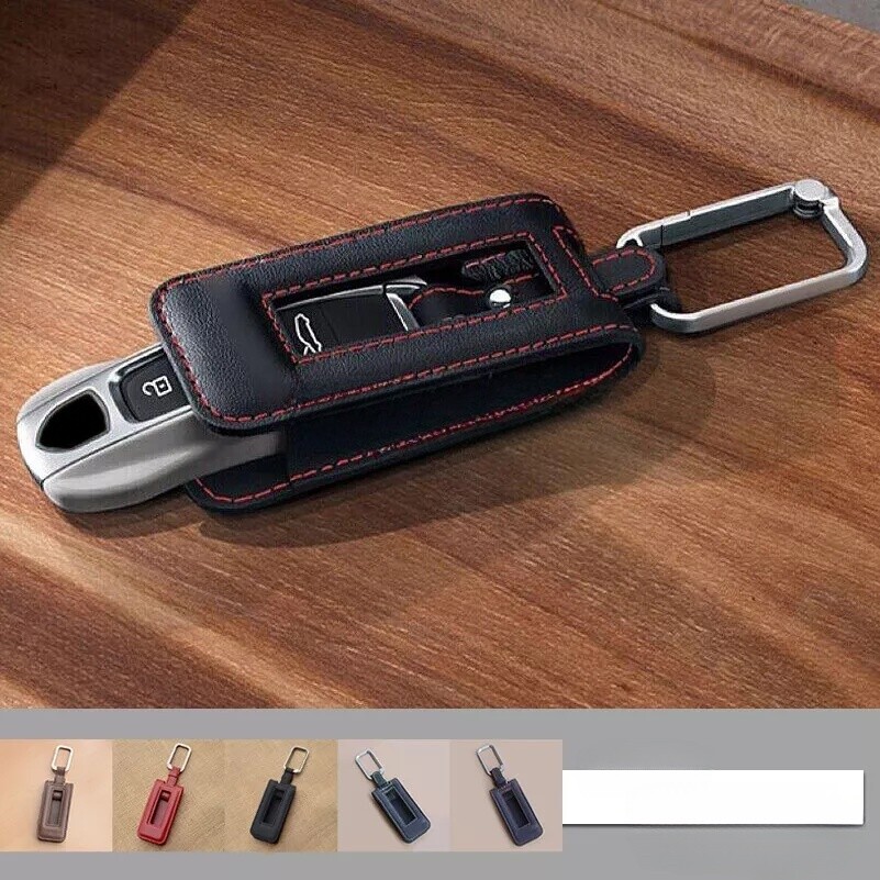 Leather Key Fob Case Cover for Porsche Panamera Macan 911 Cayenne 2017+ Models