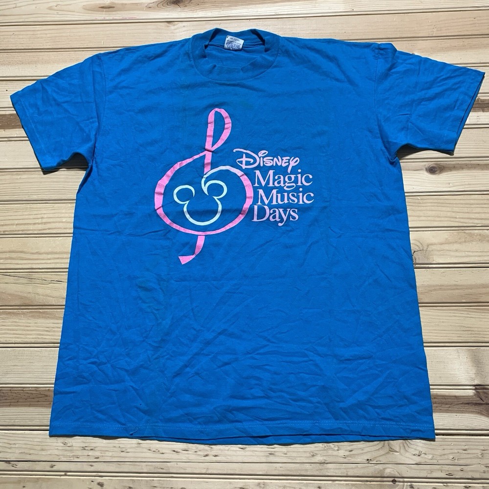 Vintage 80s Mickey Mouse Disney Magic Music Days Shirt Size XL Blue