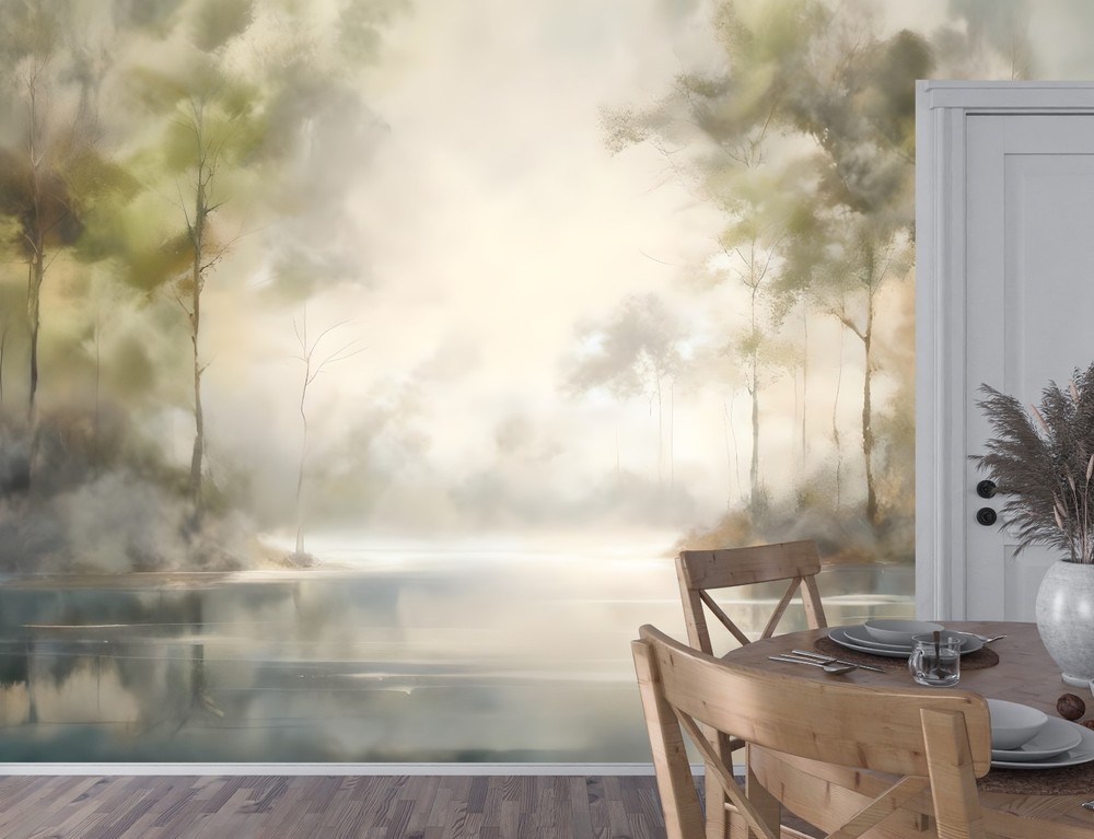 Forest Abstract Luxury Wallpaper Mural | Peel & Stick or Traditional-image