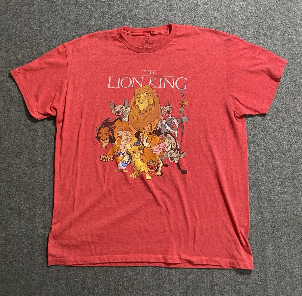 Vintage 1994 Disney The Lion King T-Shirt Red Simba Timon Pumbaa Mufasa Size XXL