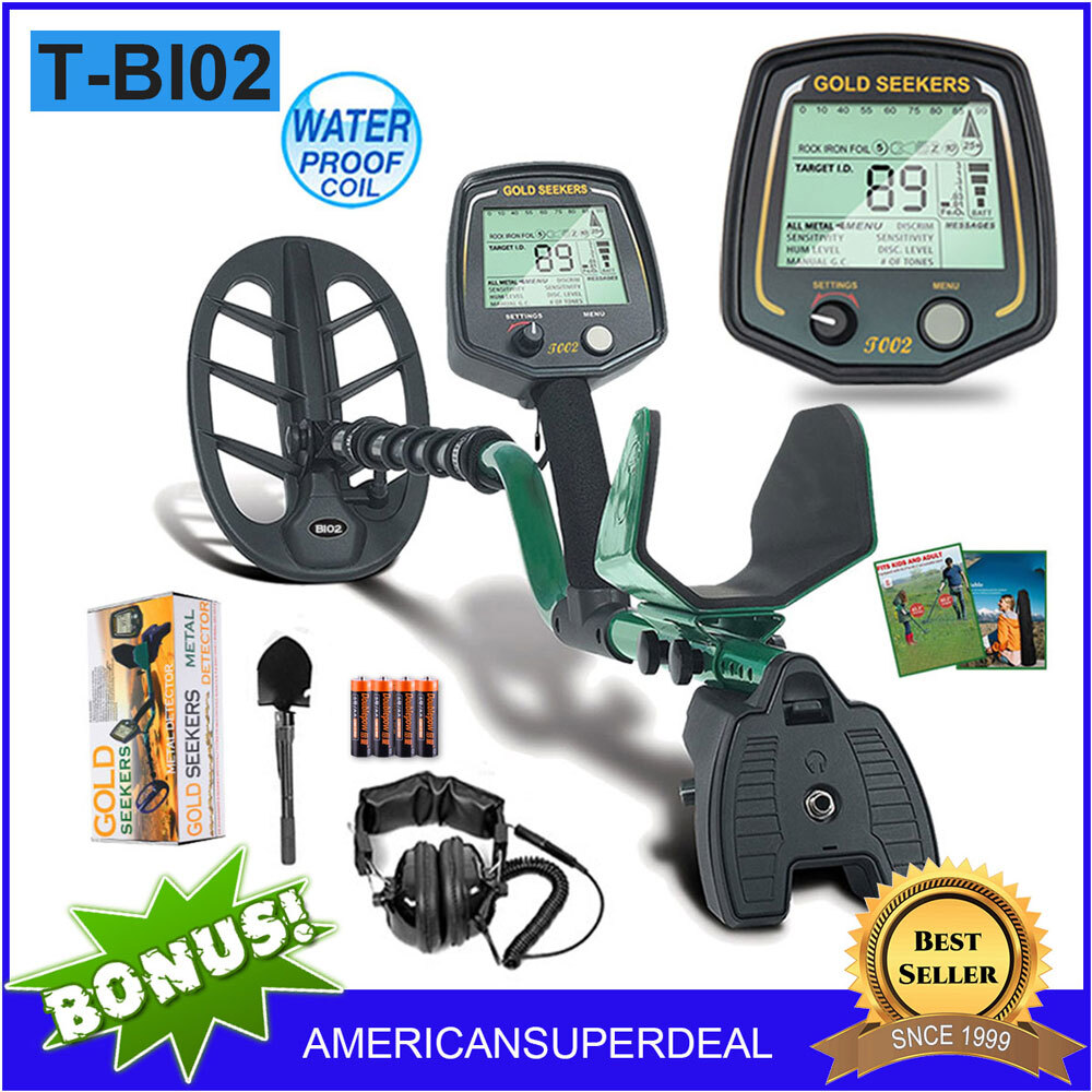 LCD Metal Detector Gold Finder Deep Waterproof Coil w/Headphone Shovel Backpack